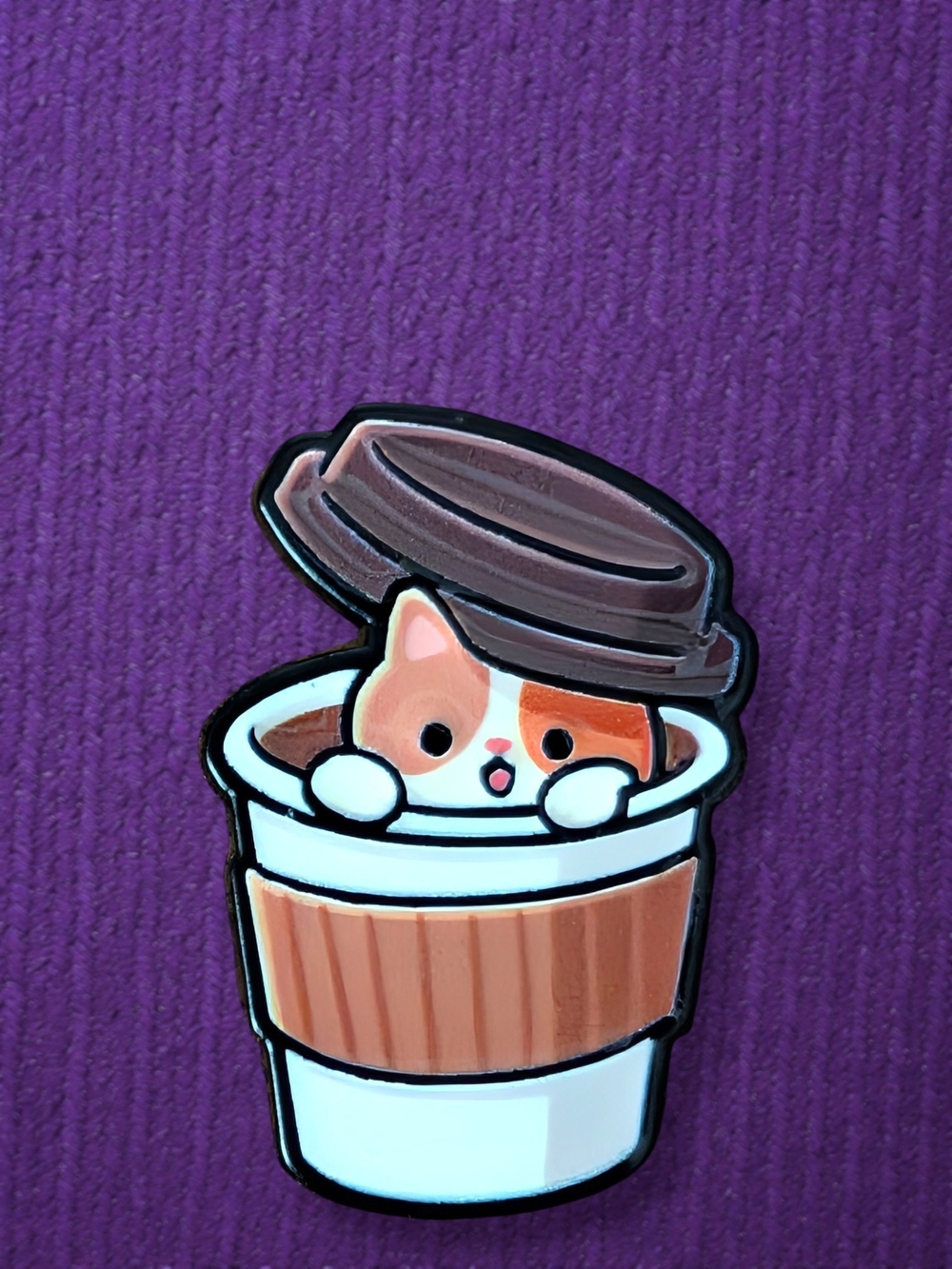 Calico Cat Coffee Cup Enamel Pin ☕🐈 Coffee Cat